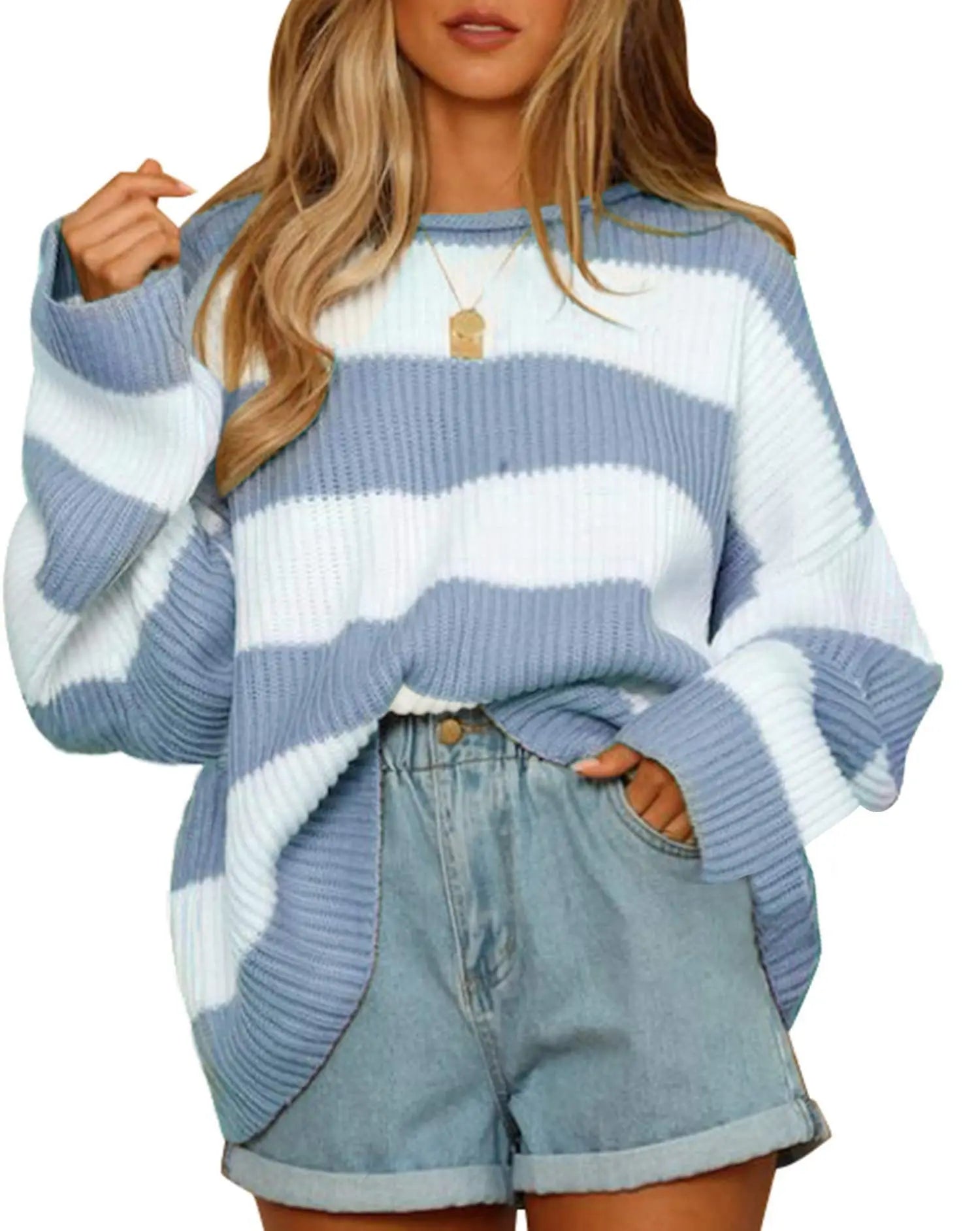 Krohn-e | Sweater - Oversized Gestreifter Strickpullover