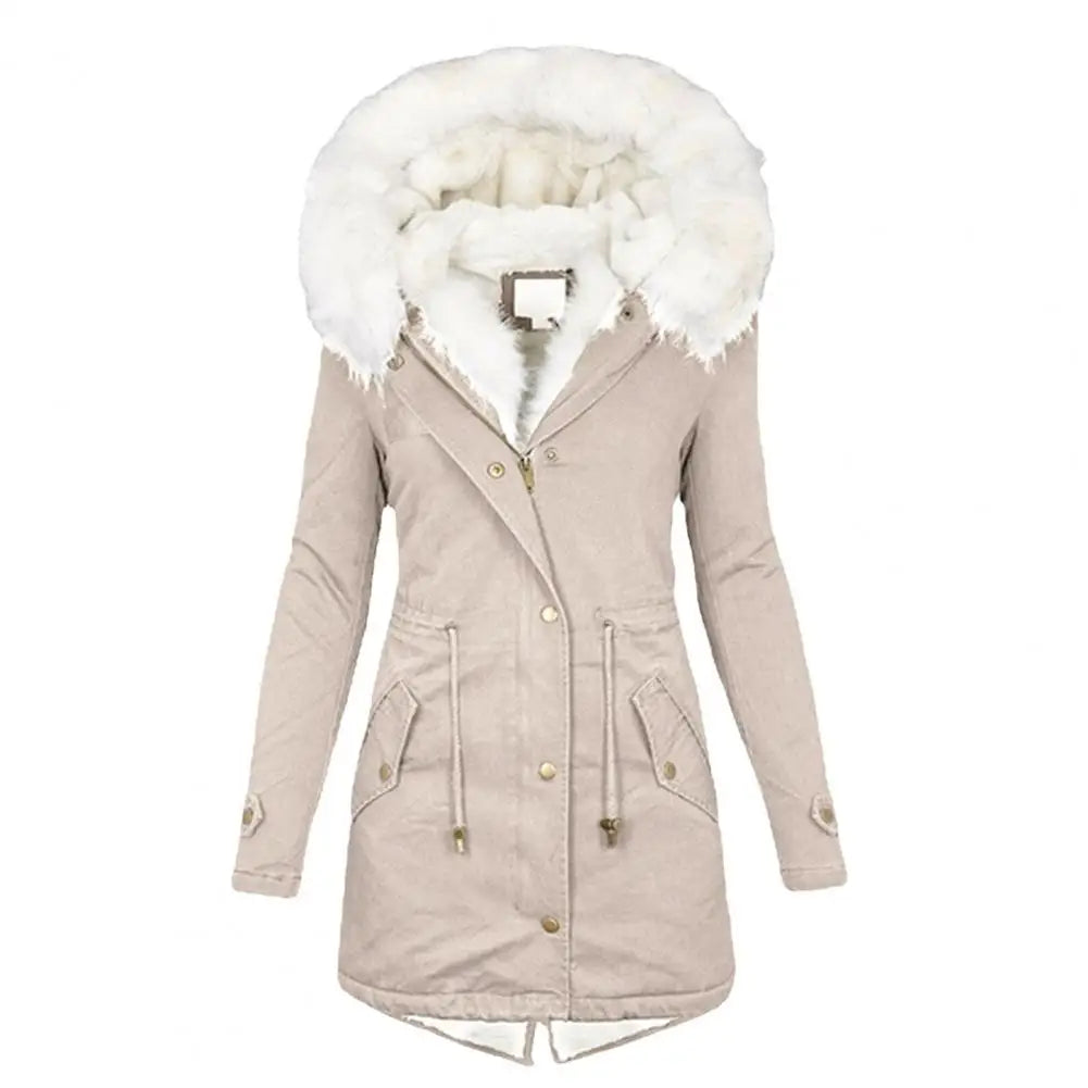 Krohn-e | Parka Mantel - Lange Länge - Kunstfellkapuze - Warm Gepolstert - Reißverschlussverschluss