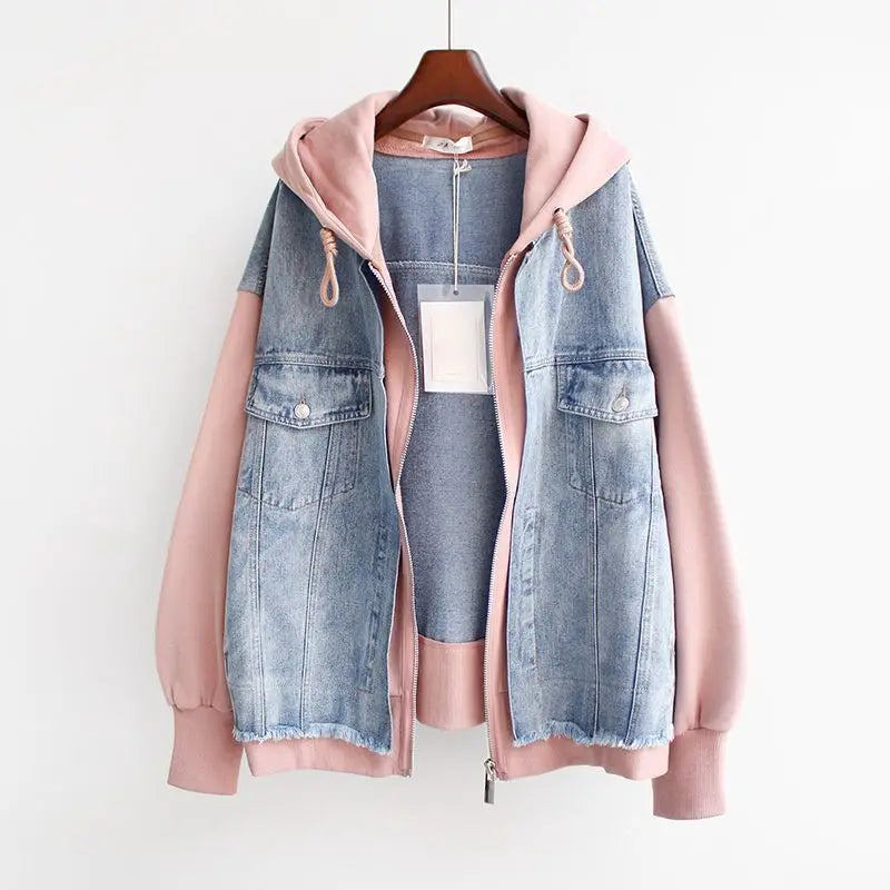 Krohn-e | Denim-hoodie Jacke Hybrid Design Trendy und Lässig