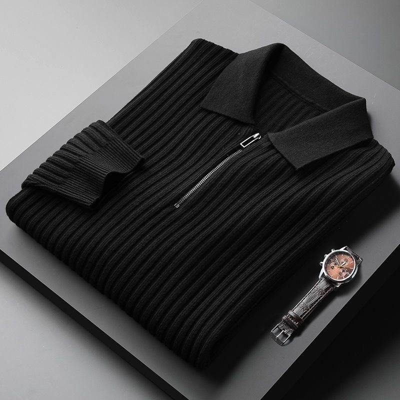 Herren-Polopullover aus edlem Rippenstrick