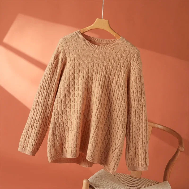 KROHN-E Damen Leichter Strickpullover Entspannte Passform