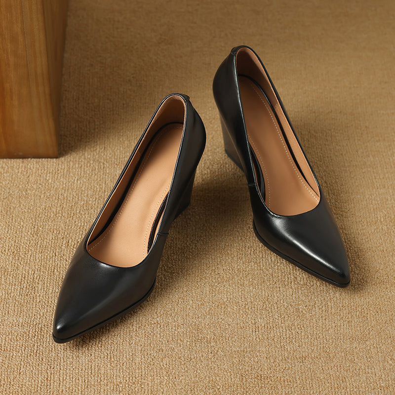KROHN-E Damen Slip-On Pumps Spitze Blockabsatz Büro Business