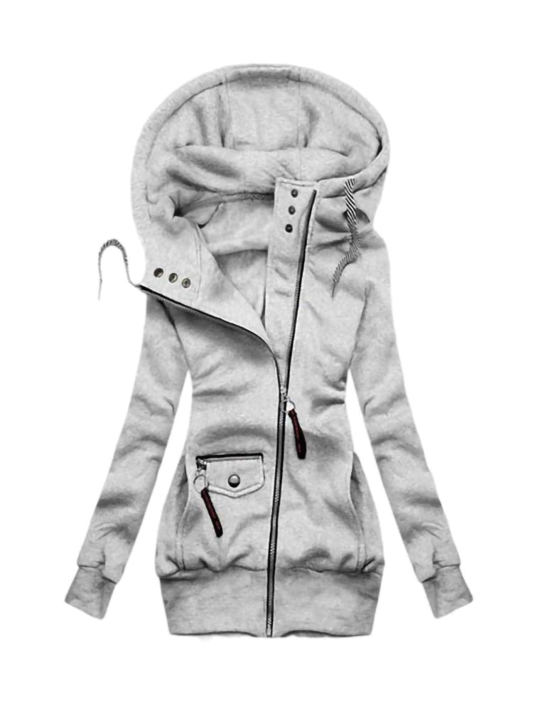Krohn-e | Mode Schlauer Mantel mit Kapuze - Langarm Kordelzug Jacke Reißverschluss Oberbekleidung