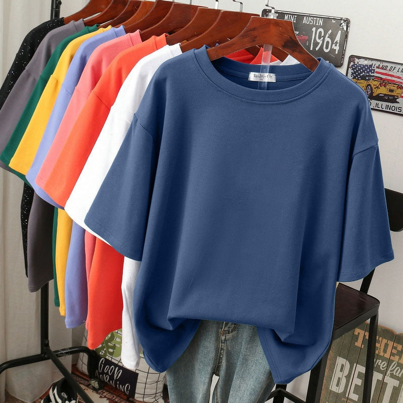 Krohn-e | Oversized Baumwoll-Basic-T-Shirt für Damen