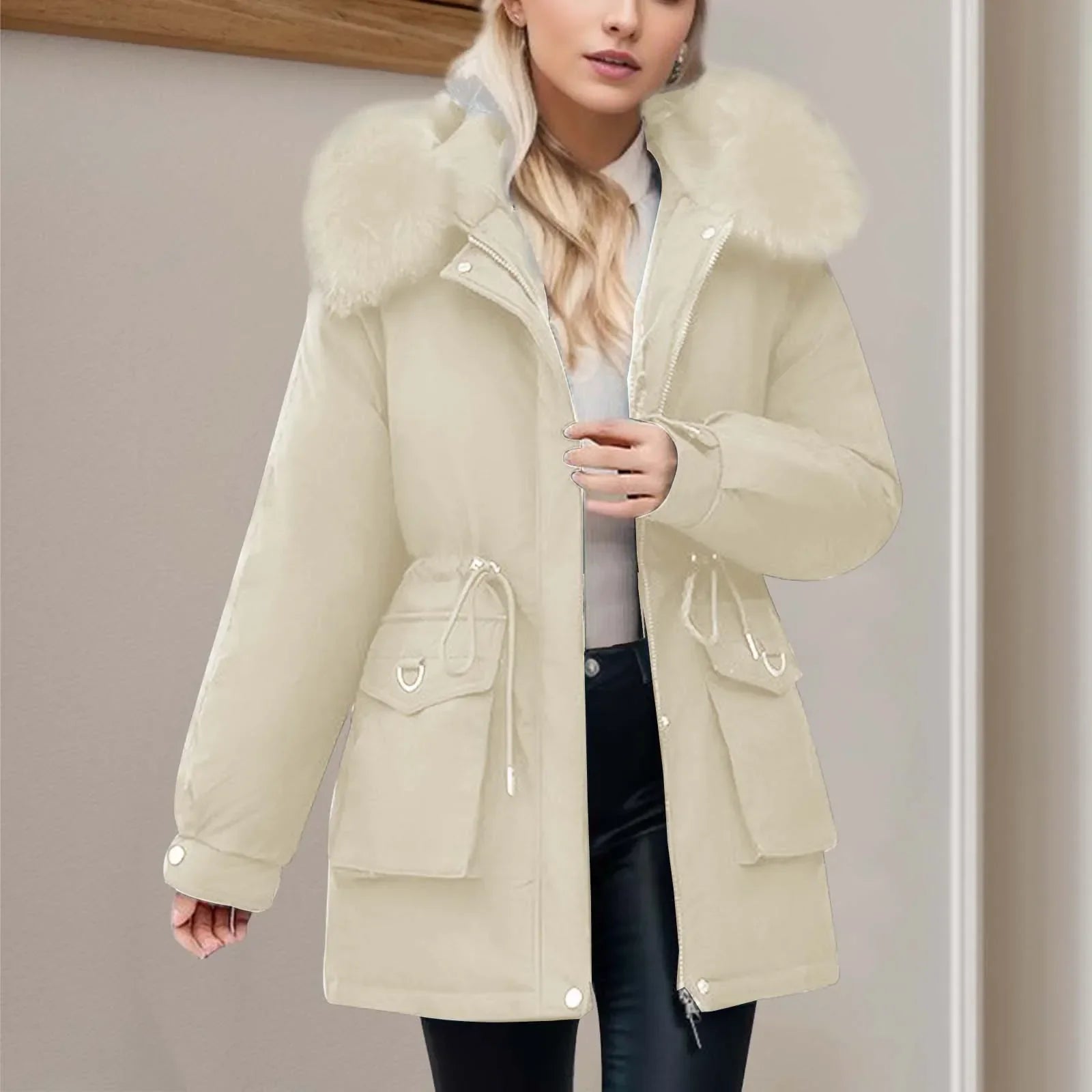 Krohn-e | Winter-Windbreaker mit Kapuze, Durchgehendem Reißverschluss, Taillenzug und Taschen