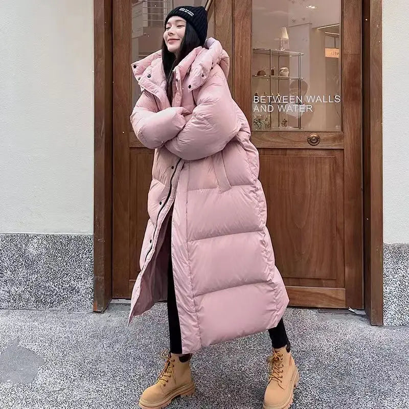 Krohn-e | Lange Übergröße Damen Pufferjacke mit Kapuze