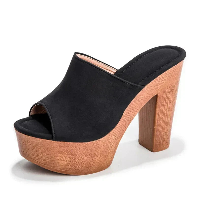 KROHN-E Damen Platform-Sandalen Flach Gepolstert Verstellbare Riemen