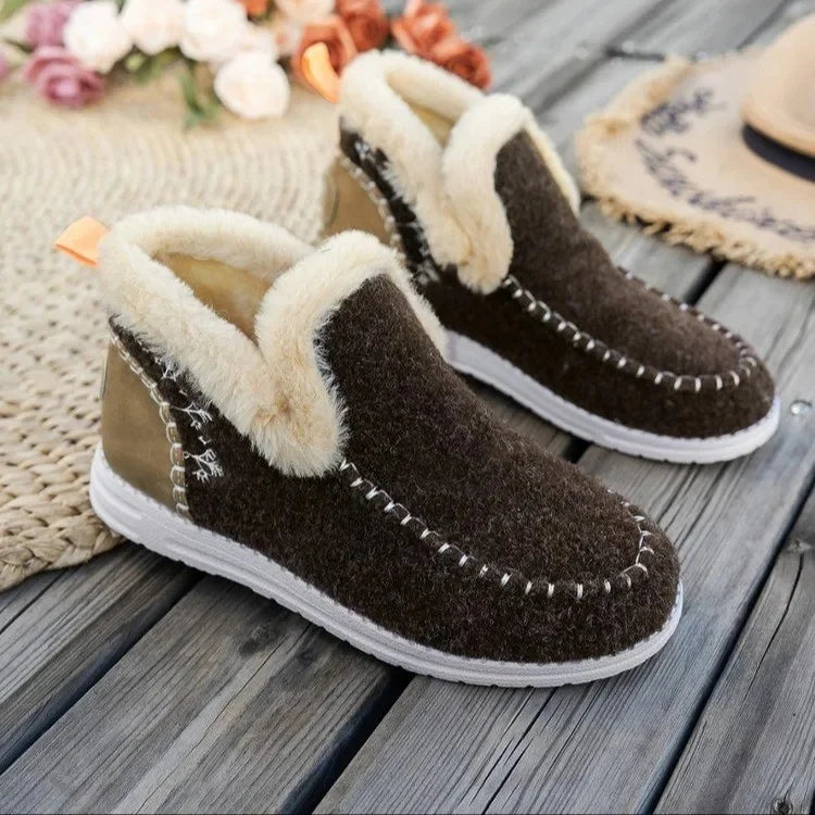 Krohn-e | Knöchelstiefel – Filz-Obermaterial – Faux-Fur-Futter – Slipper – Lässiger Schnitt