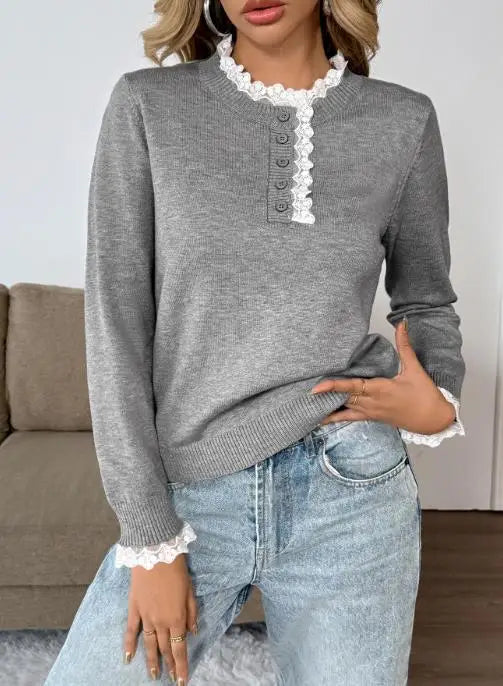 KROHN-E Damen Retro-Pullover Klassisches Design Weich