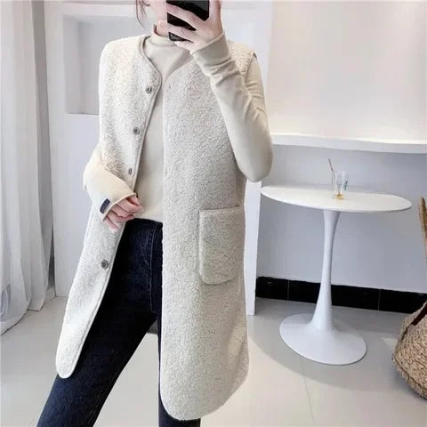 Krohn-e | Eleganter Wollweste mit Taschen Polyester/wolle Minimalistisch, Bequem
