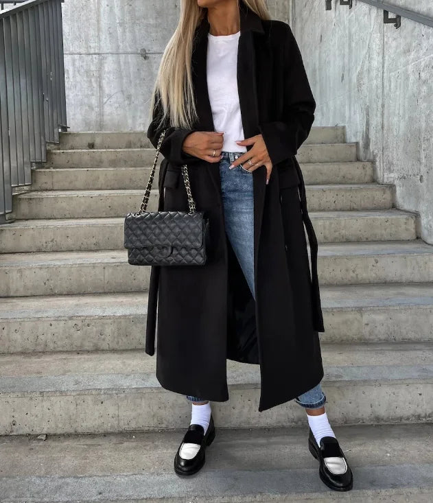 Krohn-e | Schicke Taillierte Damen Wolljacke mit Gürtel