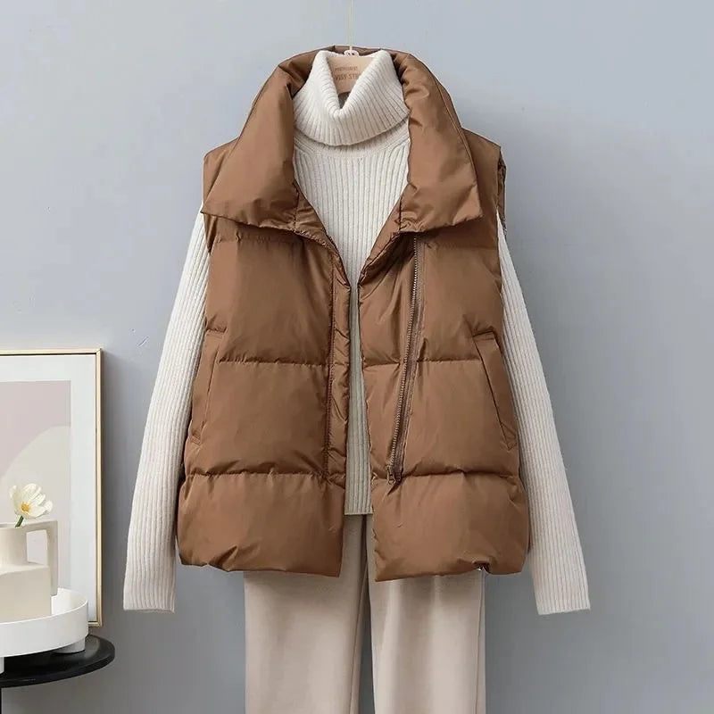Krohn-e | Kurze Pufferweste mit Hohem Kragen Polyester Minimalistisch, Komfortabel