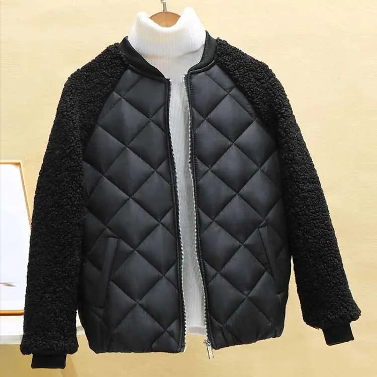 Krohn-e | Kurze Lässige Leichte Kunstlammwoll Winterjacke