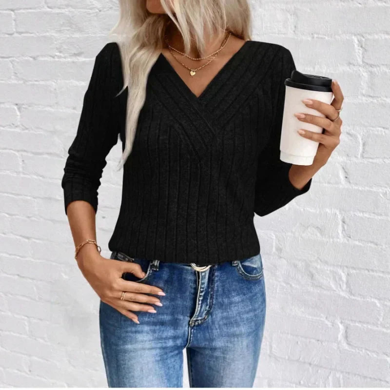 KROHN-E Damen Strickpullover Streifen Relaxed-Fit Leicht