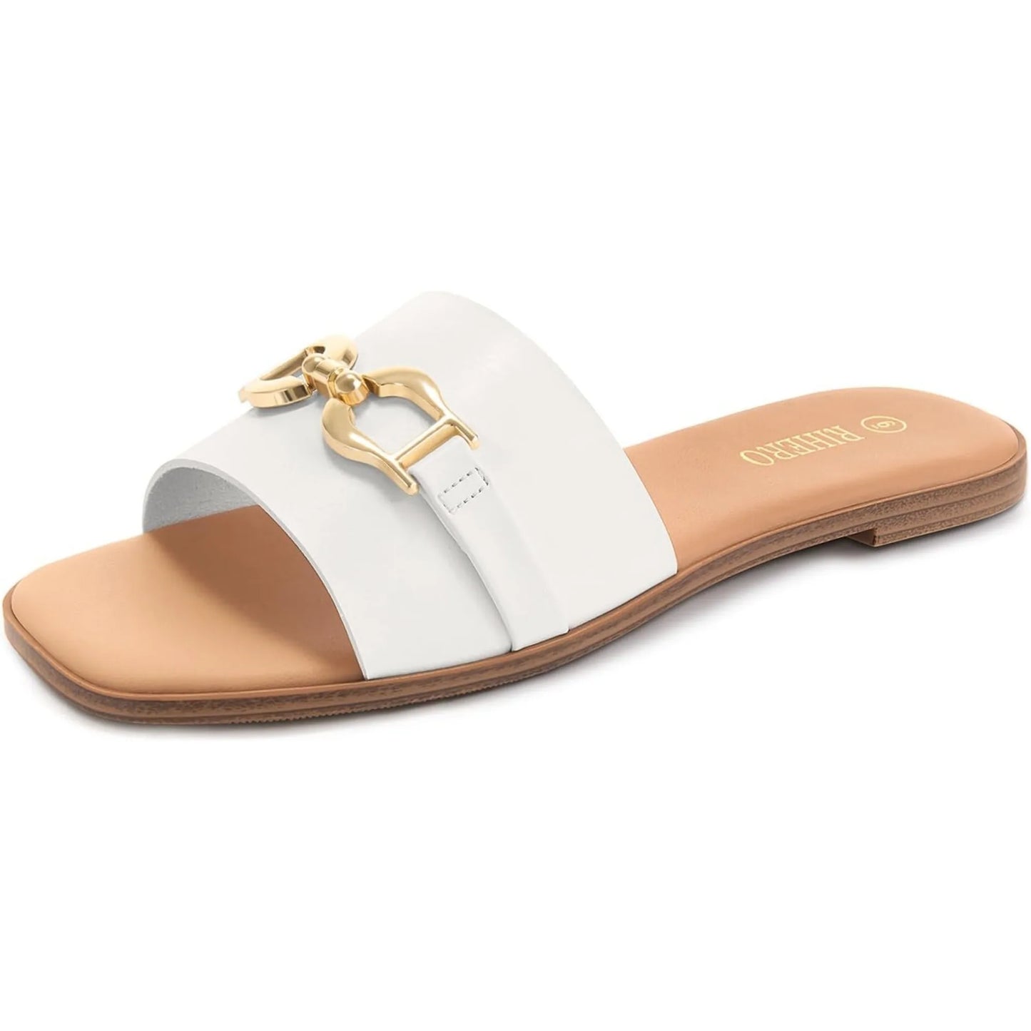 KROHN-E Damen Sandalen Verstellbare Schnalle Comfort Beige