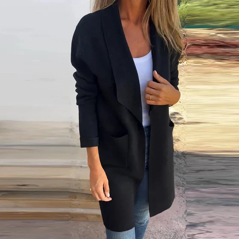 Krohn-e | Einfarbiger Mid Length Cardigan Mantel
