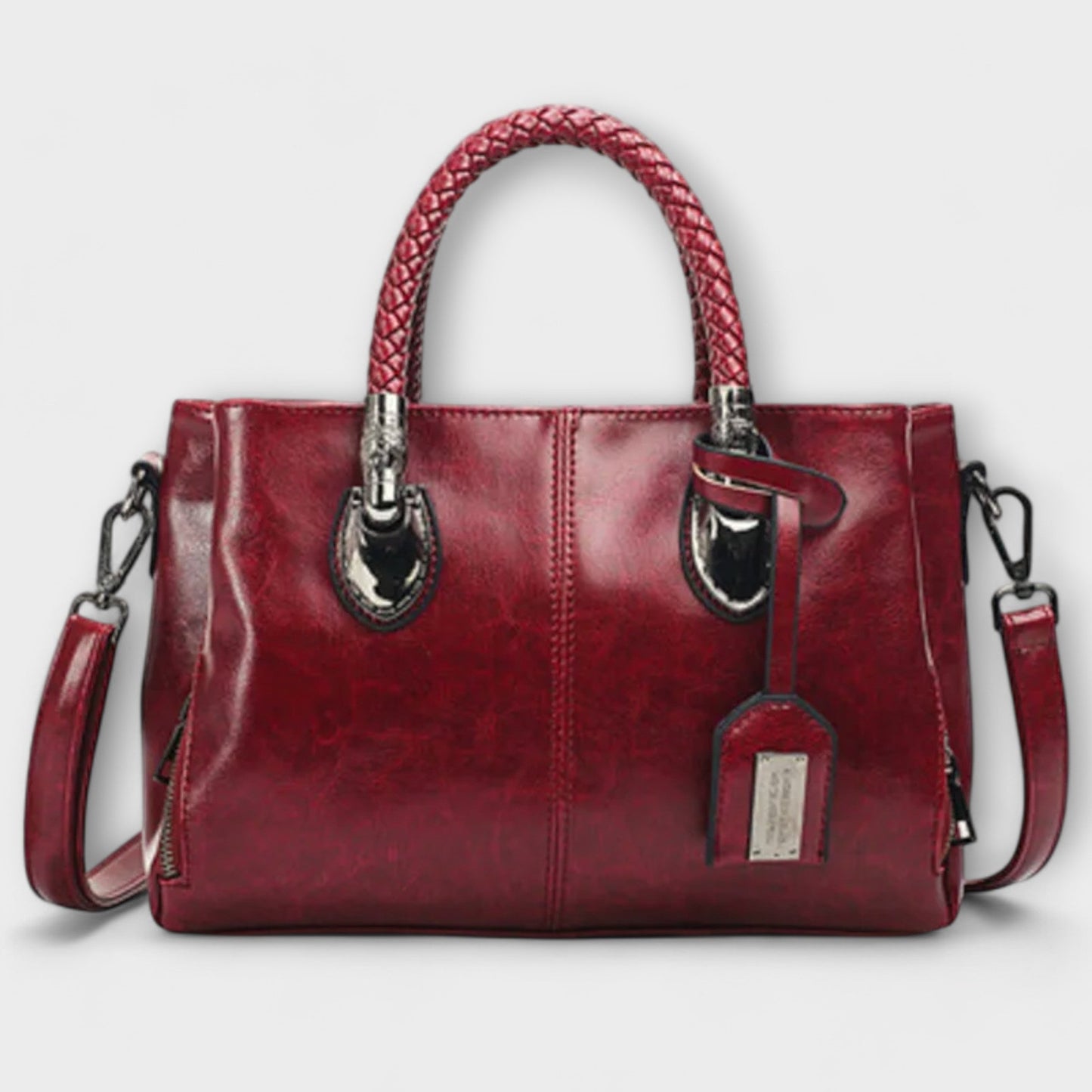 KROHN-E Damen Handtasche strukturiert geflochtene Henkel vielseitig elegant