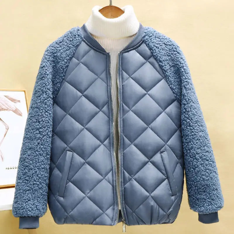 Krohn-e | Kurze Lässige Leichte Kunstlammwoll Winterjacke