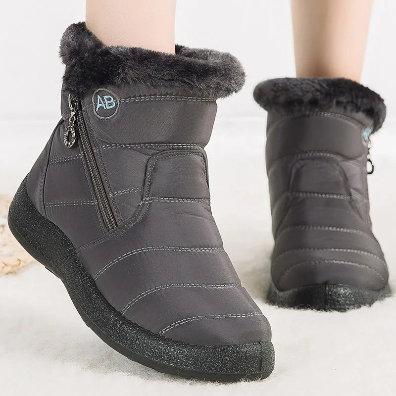 Krohn-e | Schneestiefel – Knöchelhöhe – Wasserabweisend – Plüschfell-Futter – Seitlicher Reißverschluss