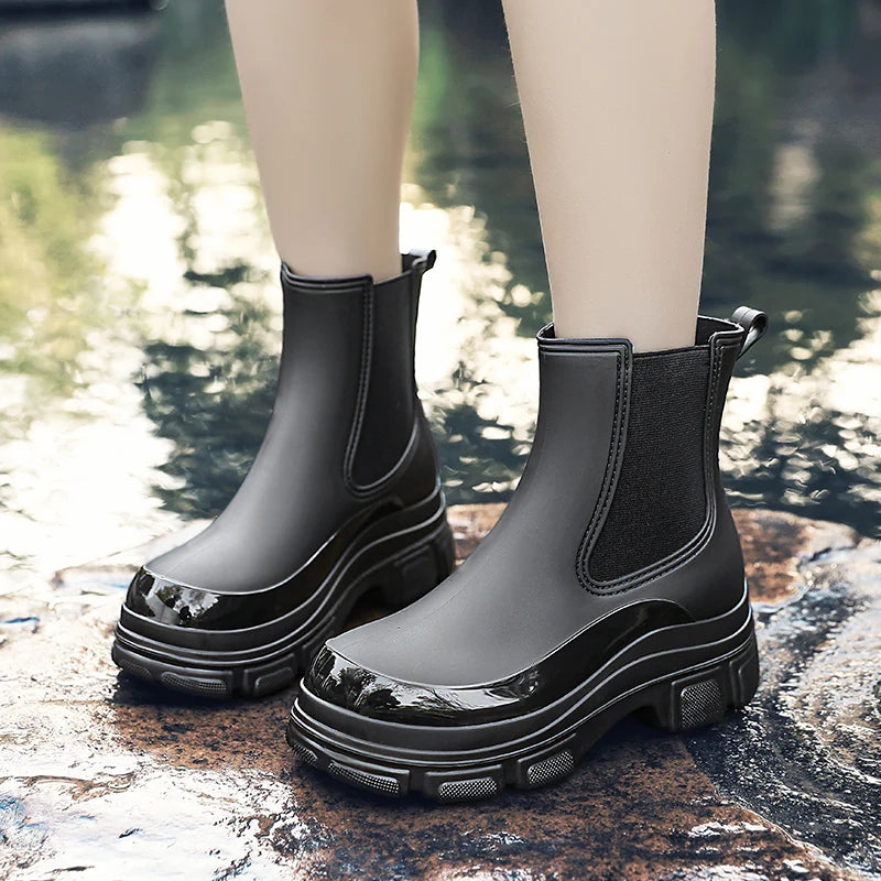 Krohn-e | Kurze Gummistiefel – Wasserdicht – Slip-On – Elastische Einsätze – Grip-Sohle
