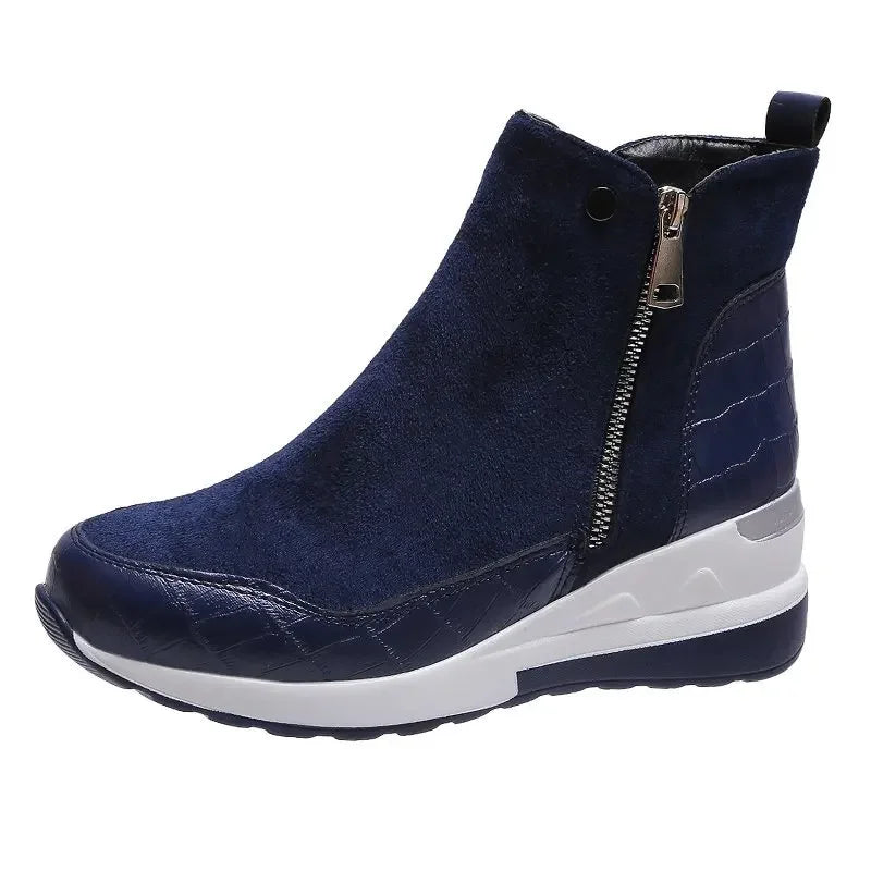 Krohn-e | Winter Wedge Schneestiefel mit Dicker Sohle Aus Baumwolle