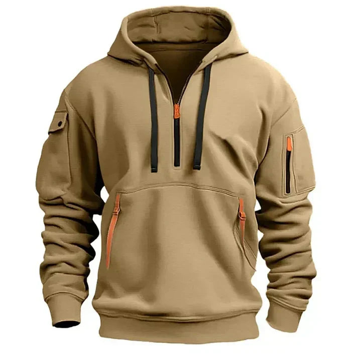 Sportlicher Herren-Kapuzenpullover mit kurzem Reißverschluss