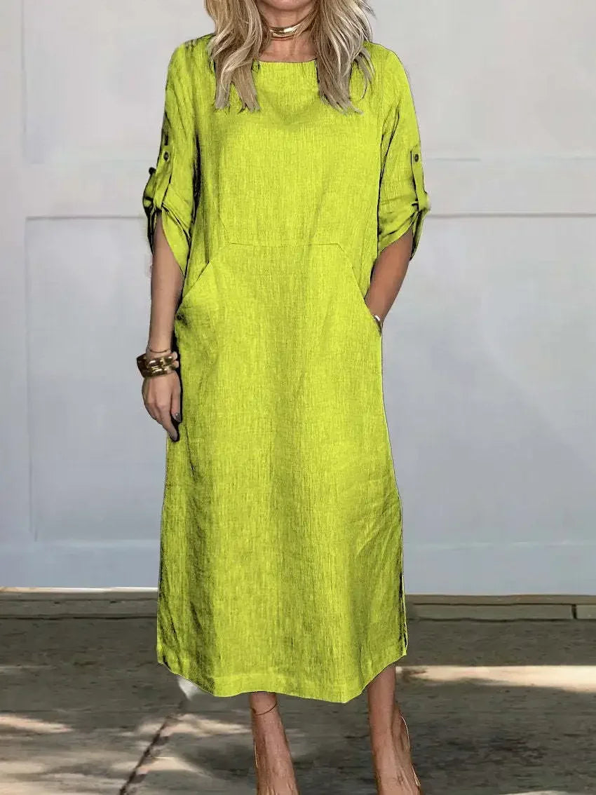 KROHN-E Damen A-Linien Kleid Locker Abend Drapiert Hellblau
