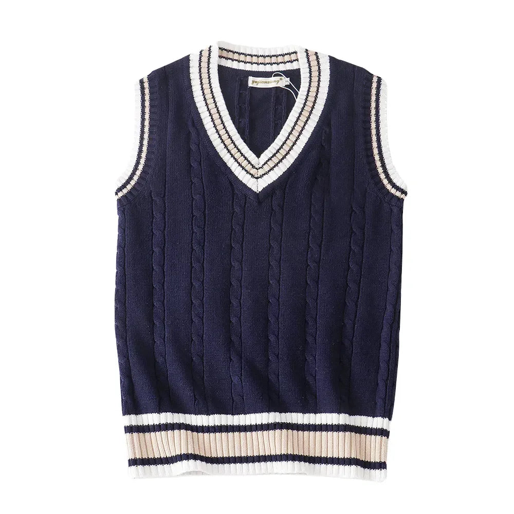 Herren-Strickpullover Christof mit V-Ausschnitt und ärmellos