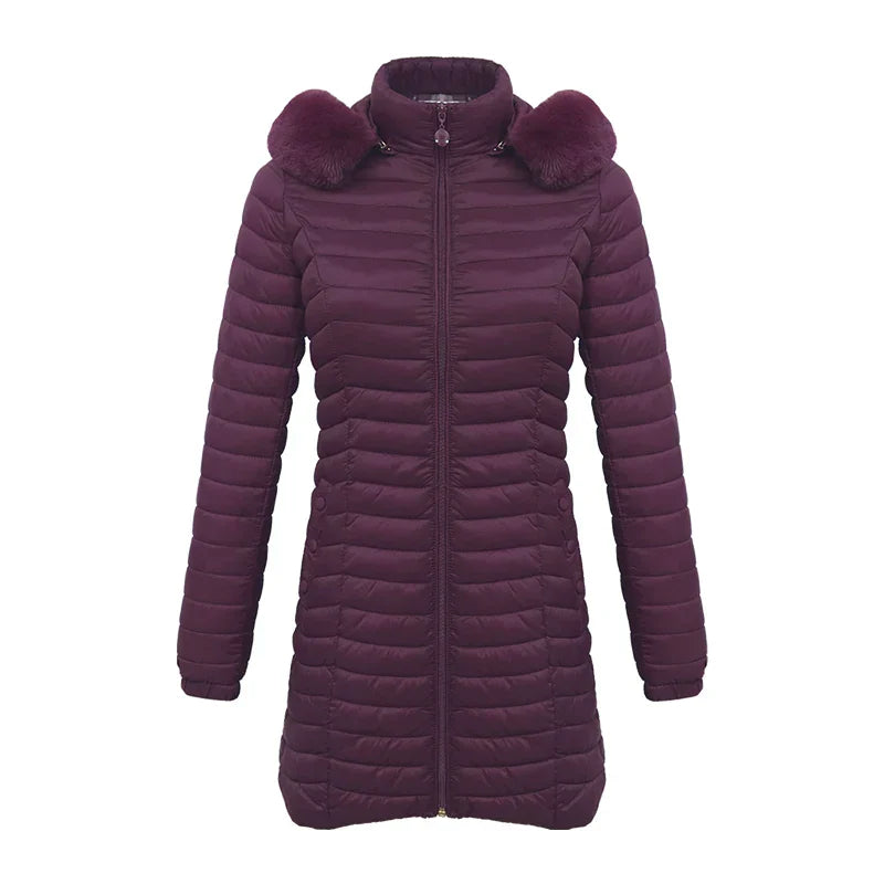 Krohn-e | Slim Fit Winter Puffer Jacke mit Pelzkapuze