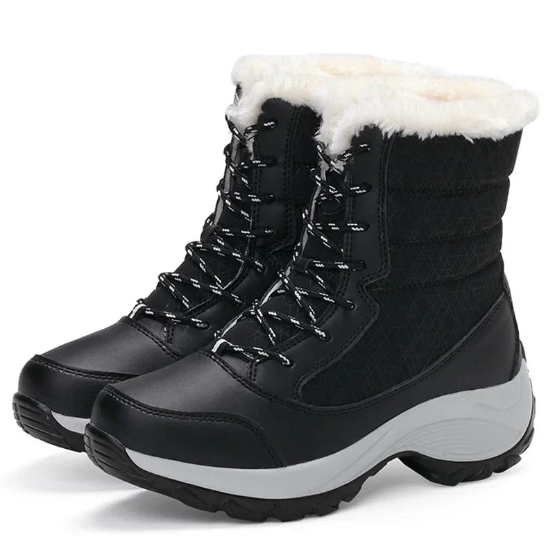 Krohn-e | Plattform Outdoor Schnee Stiefel mit Fleece Warmen Knöchel Keil
