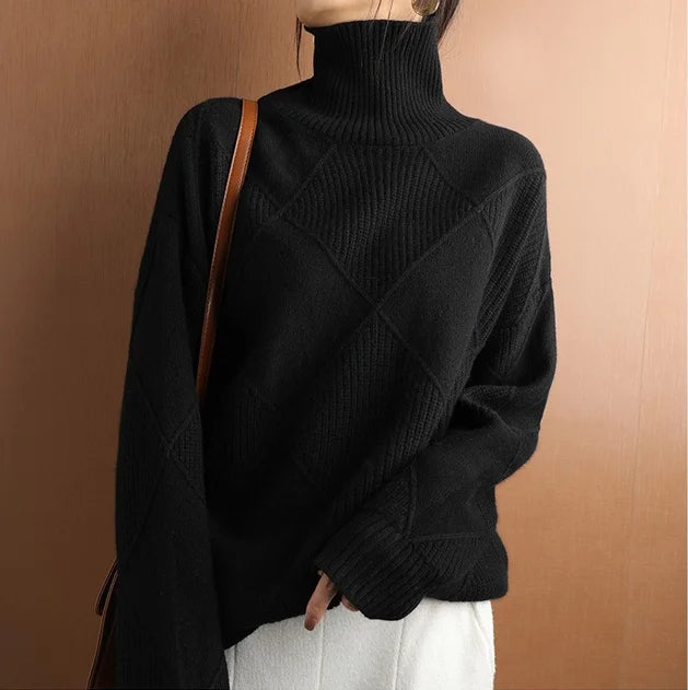 Krohn-e | Strickpullover mit Hohem Hals Wollmischung Elegant und Warm