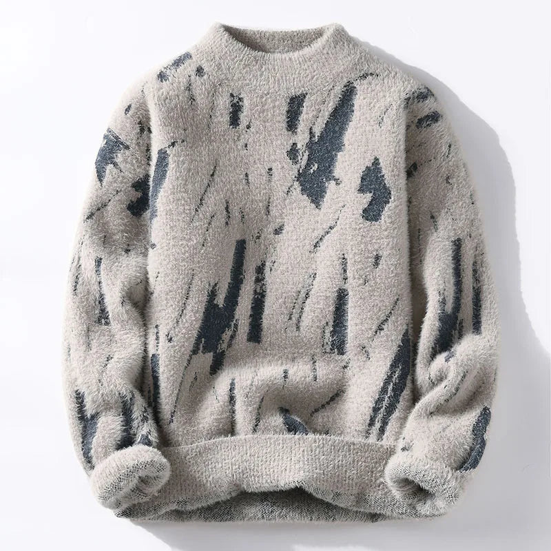 Krohn-e | Abstrakte Strickjacke Weich und Trendy Perfekt für Den Alltagsgebrauch