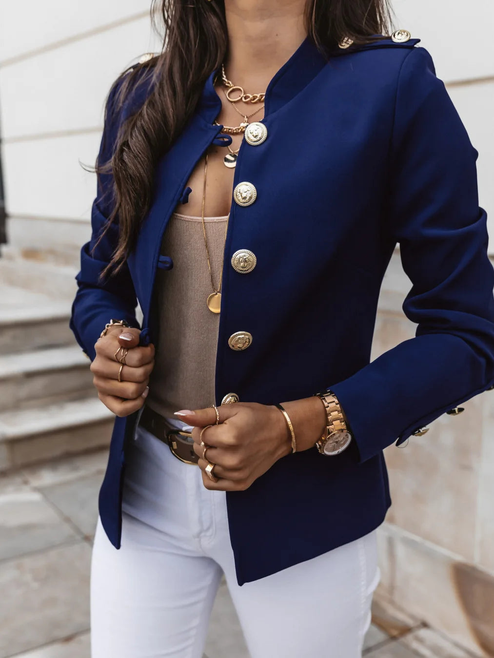 Avelena: Luxurious Button Blazer