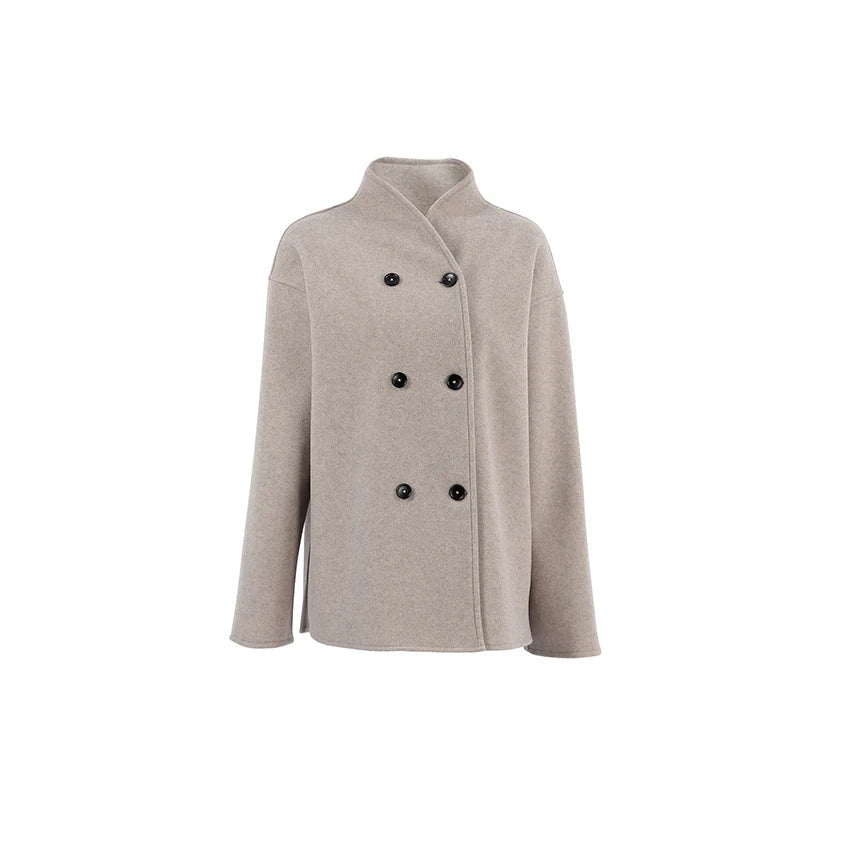 Krohn-e | Zweireihiger Peacoat mit hohem Kragen