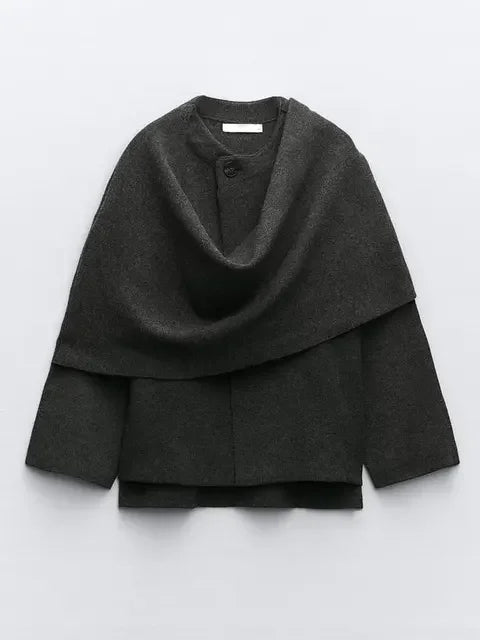 Krohn-e | Gestrickte Capejacke Mit Schal Für Damen Im Eleganten Herbststil