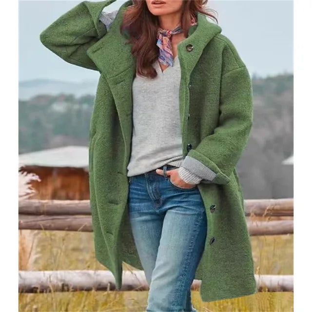 Krohn-e | Übergrobe Bouclé-Jacke mit Knopfverschluss