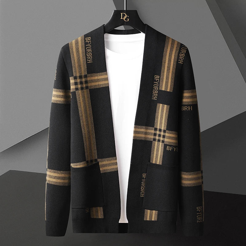 Krohn-e | Offene Strick-cardigan mit Karomuster Weich und Stilvoll Perfekt für Den Layer-look
