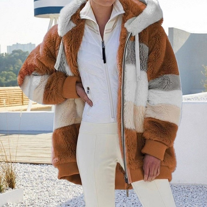 Krohn-e | Plüsch Kapuzencardigan Warm, Weich und Elegant