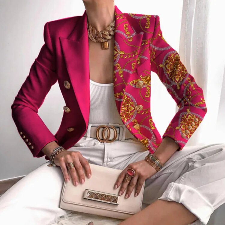 Taillierter Blazer mit Druck
