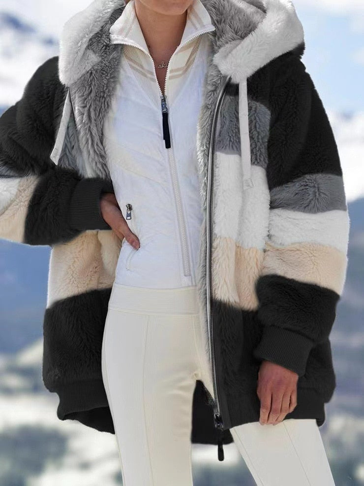 Krohn-e | Strick Teddyjacke mit Kapuze Polyester Weich, Warm