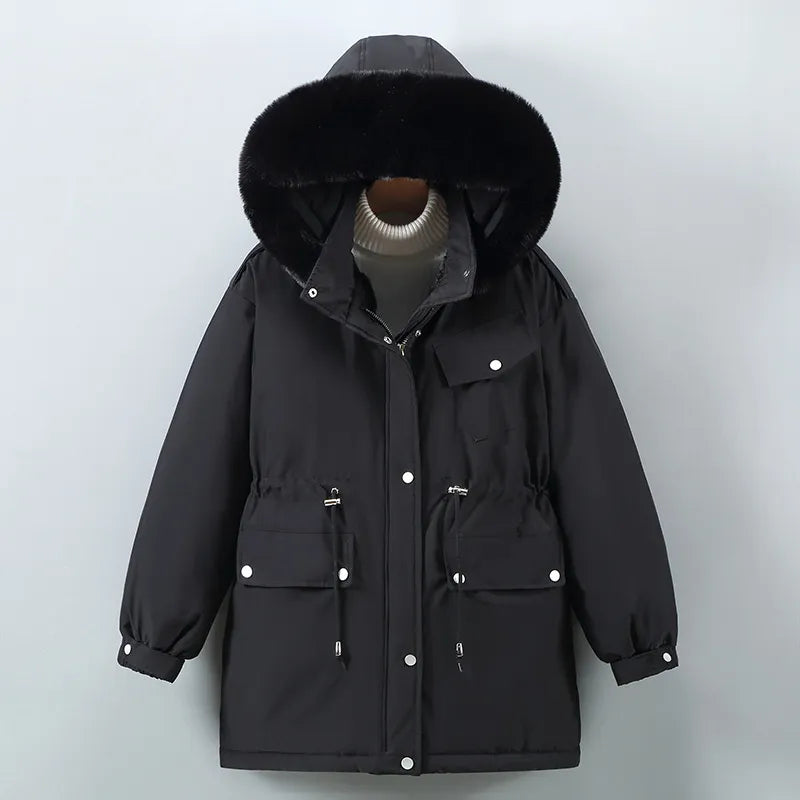 Krohn-e | Winterjacke - gesteppte Jacke mit Kapuze, Pelzkragen und weichem Fleecefutter