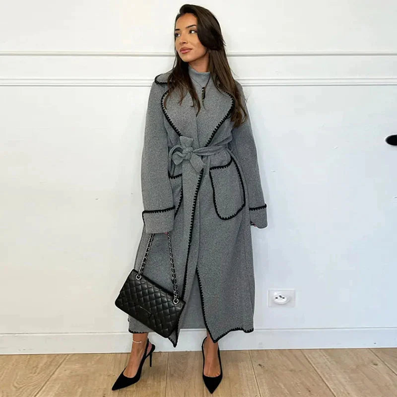 Krohn-e | Kuscheliger Langer Damen-Trenchcoat