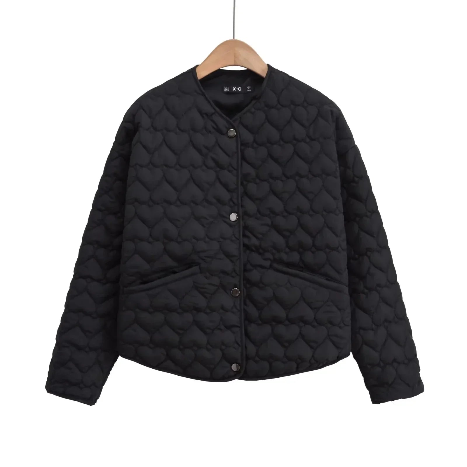 Krohn-e | Steppjacke mit Herzen – Leichter Puffer mit Druckknöpfen