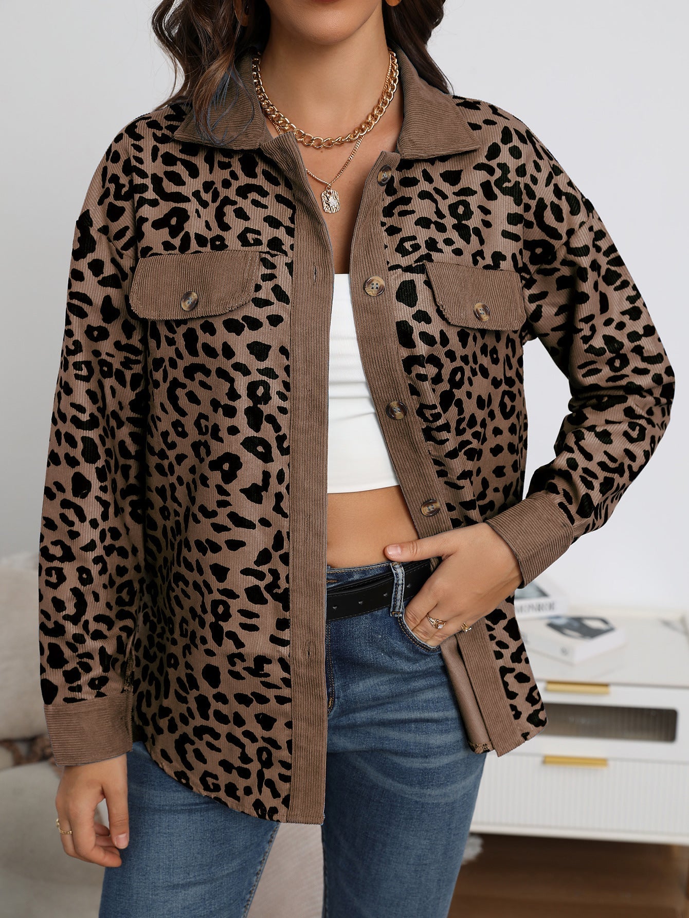 Krohn-e | Gemusterte Luipaard Jacke Stil