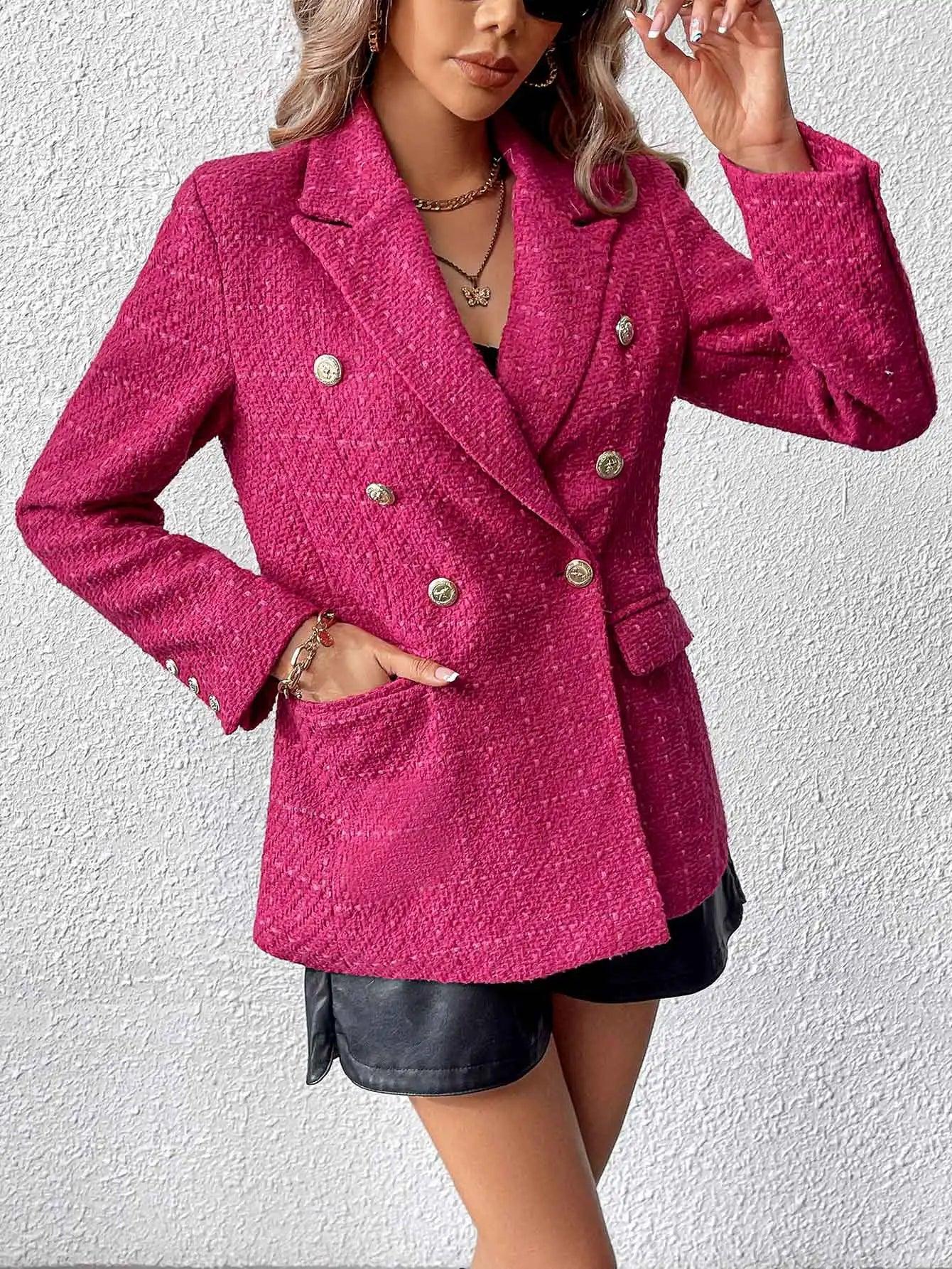 Blazer rose en tweed Avelena