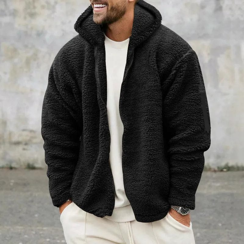 Herren Sherpa Kapuzenjacke aus weichem Fleece