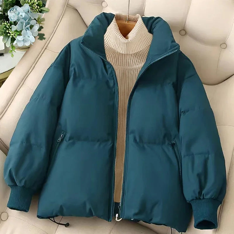 Krohn-e | Winter-Pufferjacke mit Reißverschluss und Eingeschnittenem Kragen