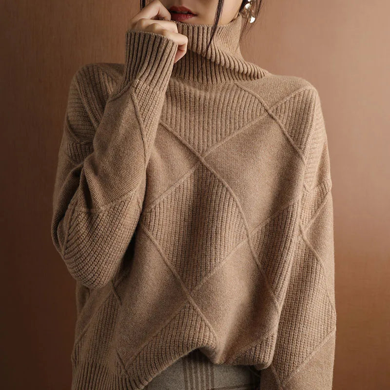 Krohn-e | Strickpullover mit Hohem Hals Wollmischung Elegant und Warm