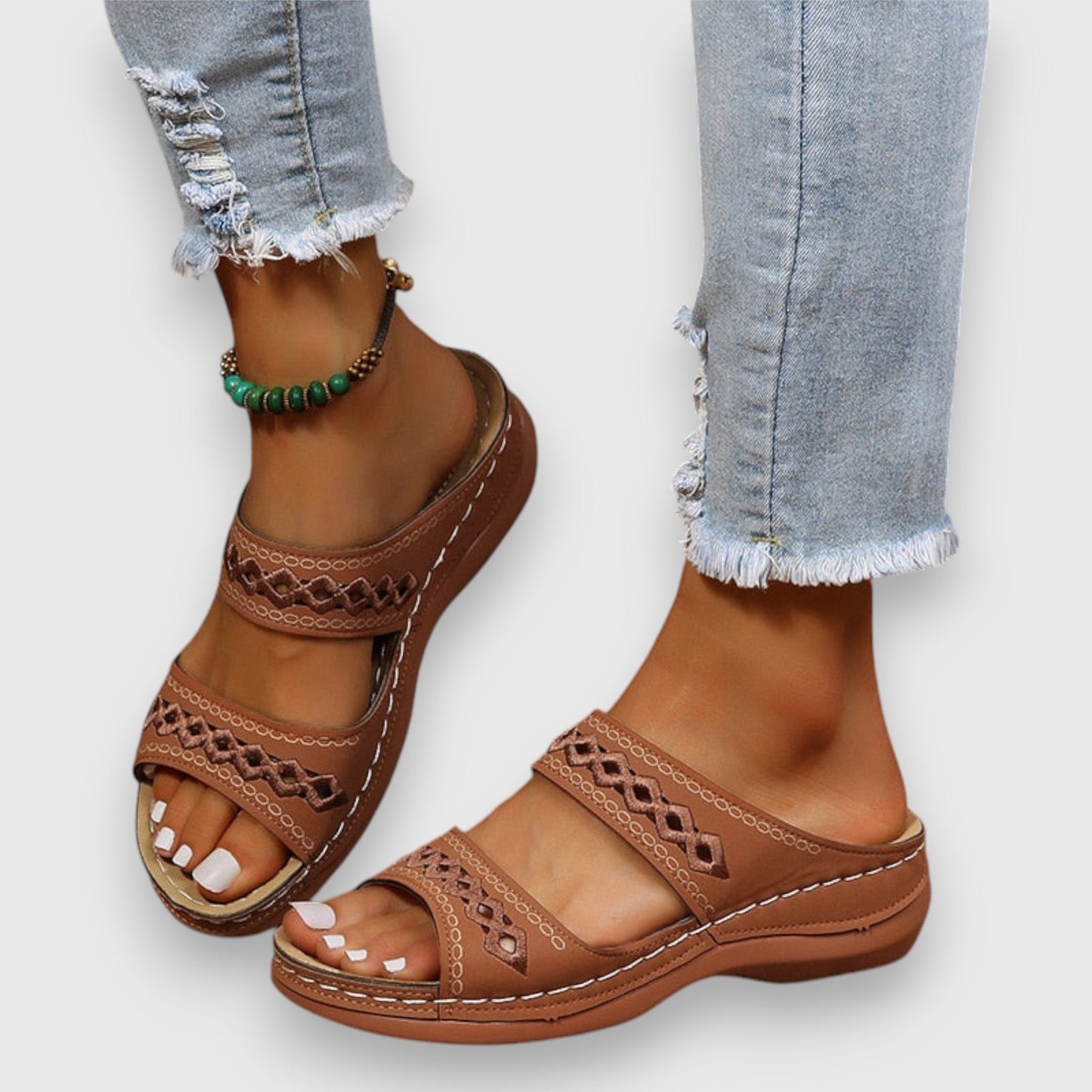 KROHN-E Damen Sandalen Wide-Fit verstellbare Riemen bequem elegant