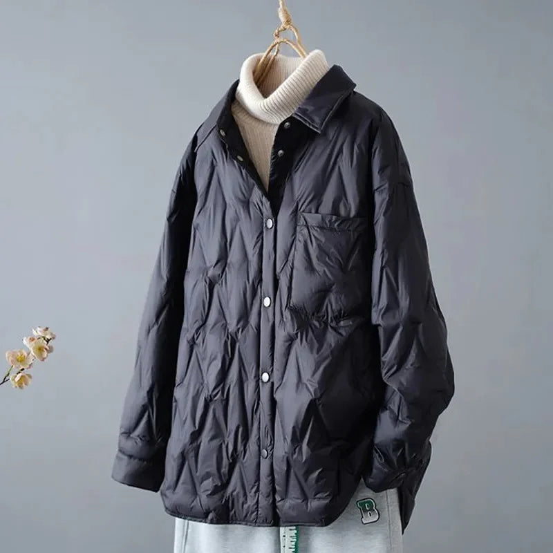 Krohn-e | Gestepptes Shirt-Jacke - Lockere Passform - Knopfverschluss - Leichtes Layering-Stück